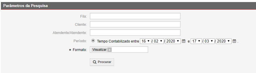 Estatísticas de Tempo Contabilizado